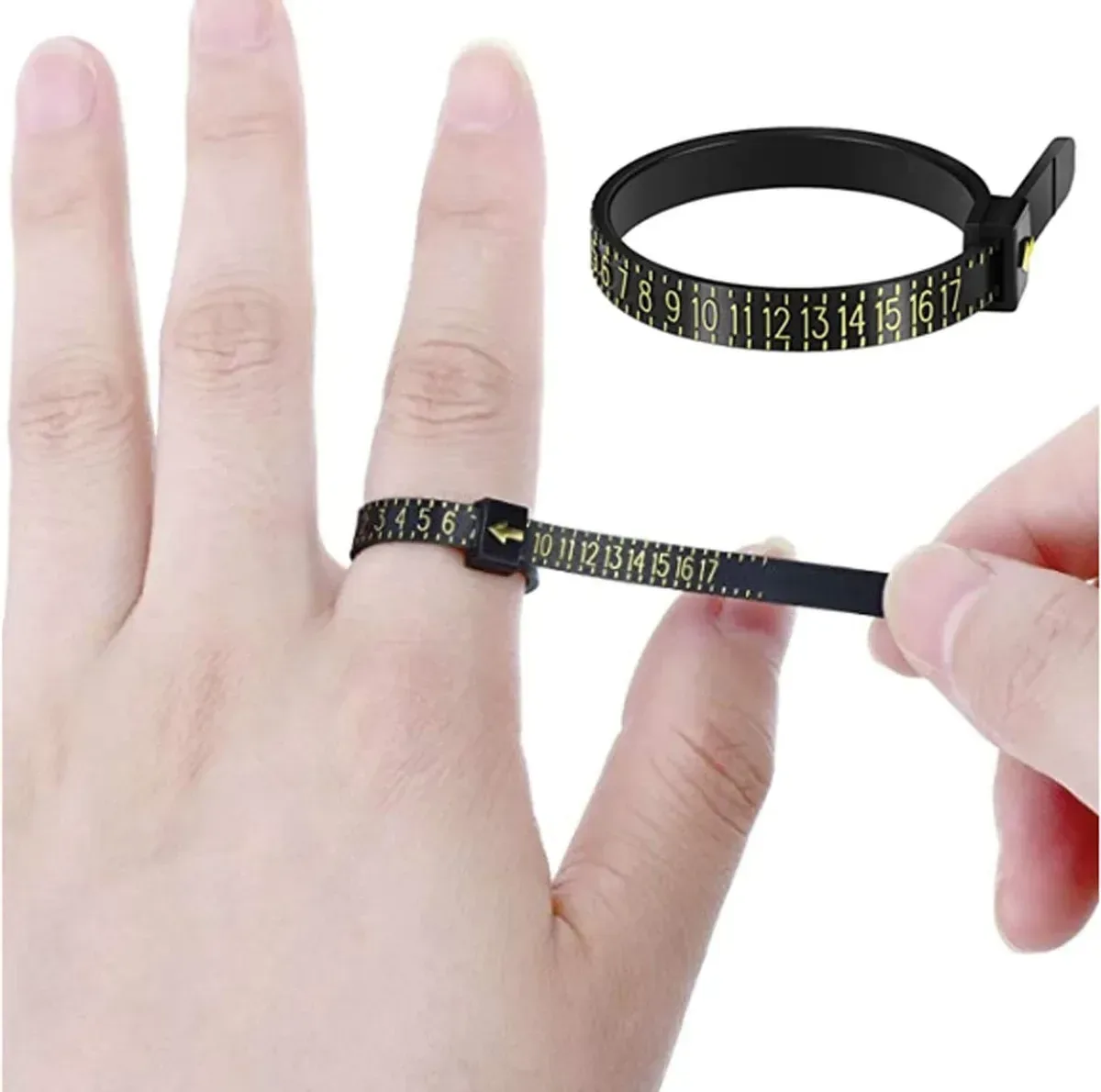 reusable ring sizer held in the hand