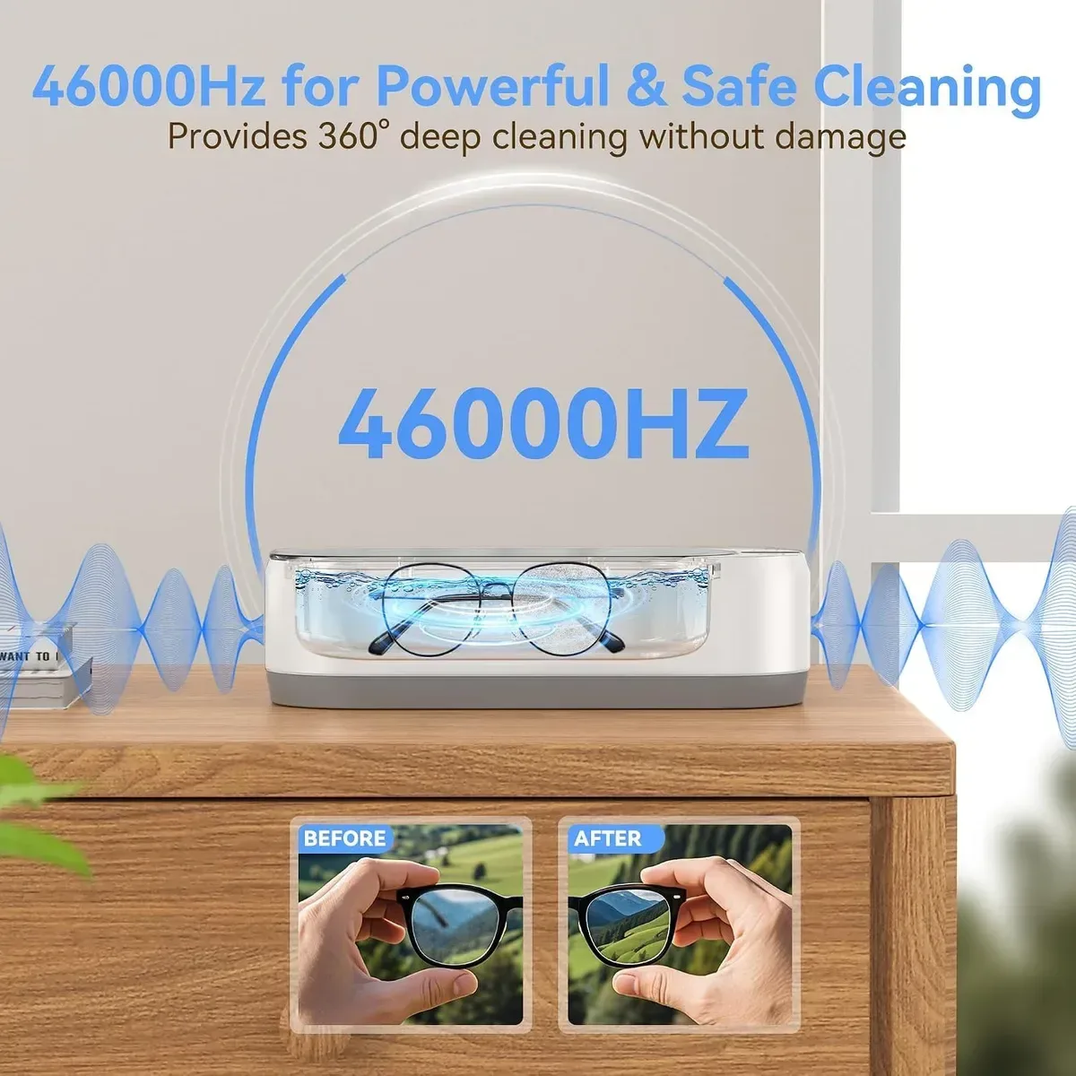46kHz ultrasonic waves cleaning jewelry