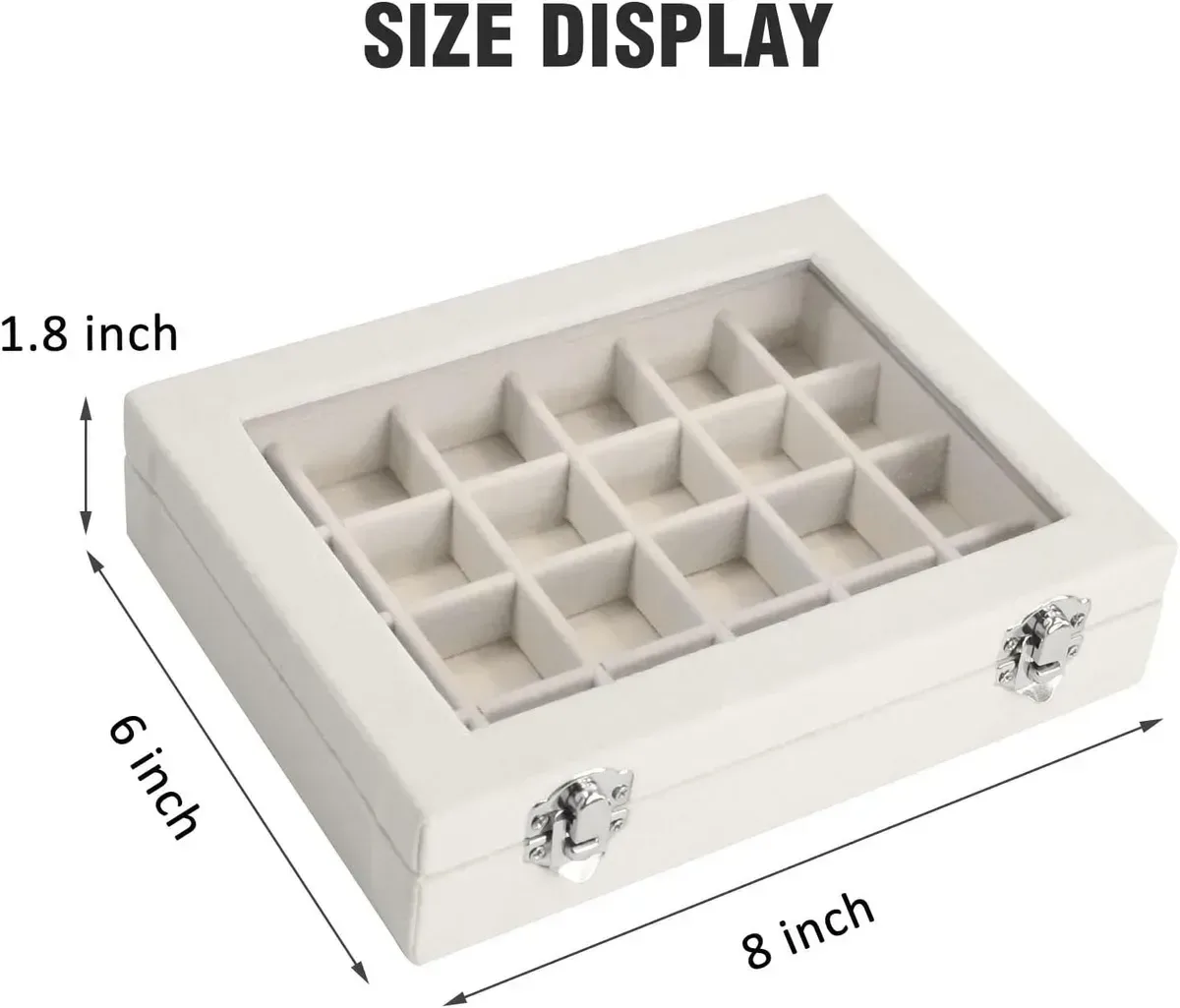 dimensions of the velvet jewelry box with glass lid