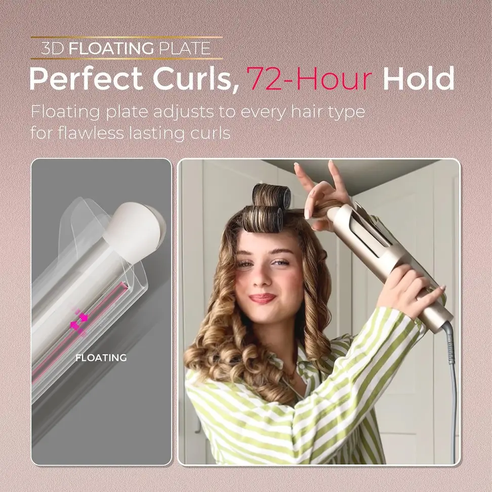 floating plate of the rotating curling iron and finished curls
