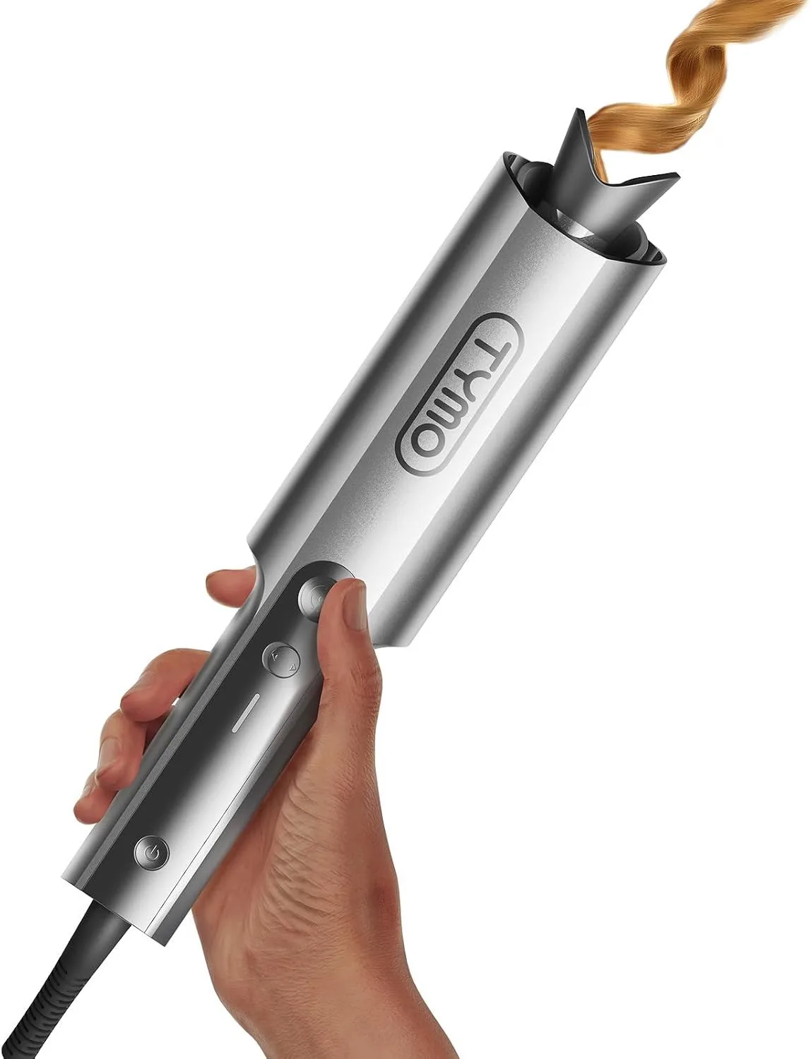 long barrel automatic curling iron creating a beach wave curl