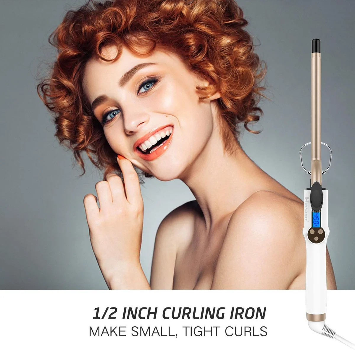 small tight curls styled with a 1/2 inch curling iron