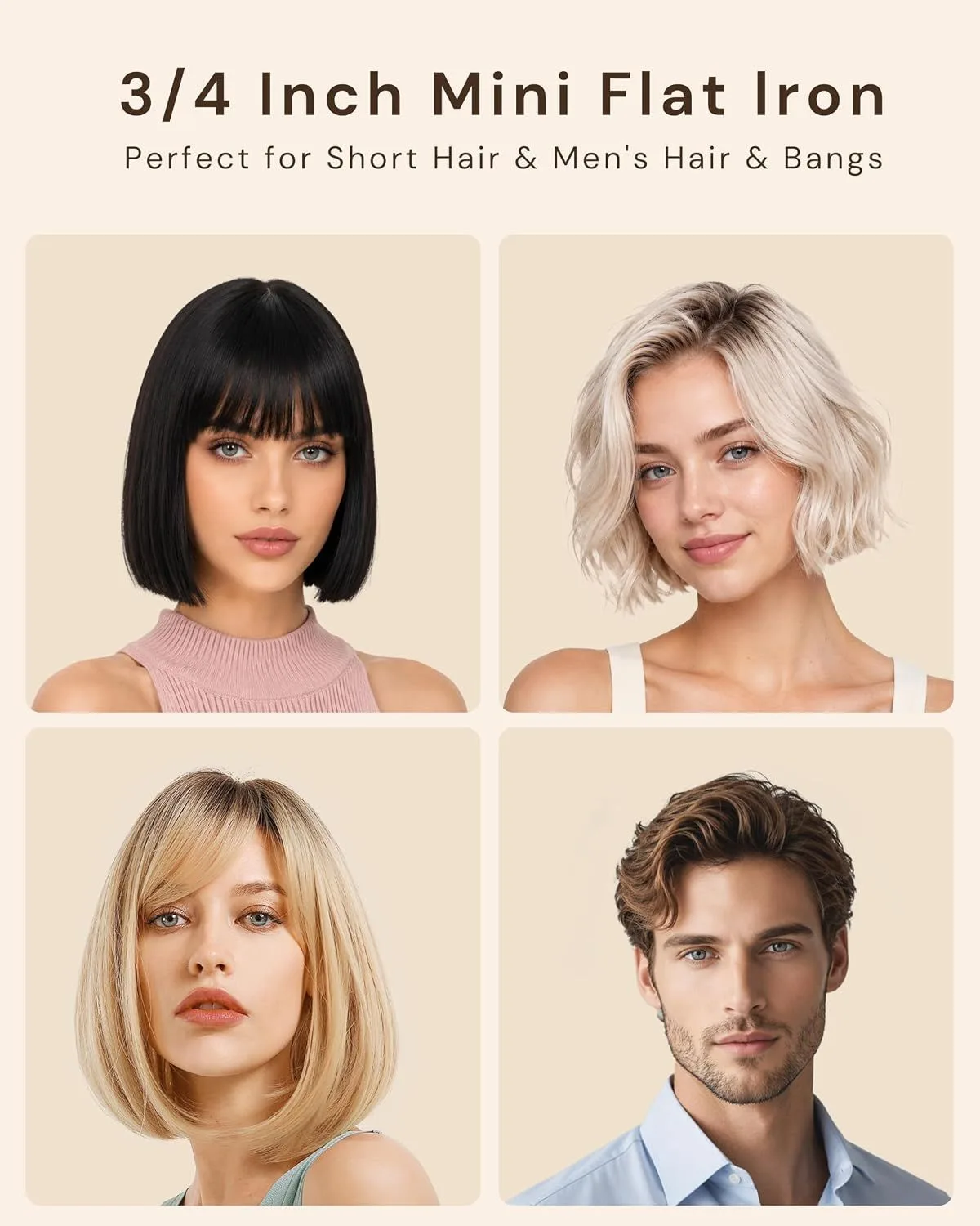 short hairstyles and bangs styled with a 3/4 inch mini flat iron