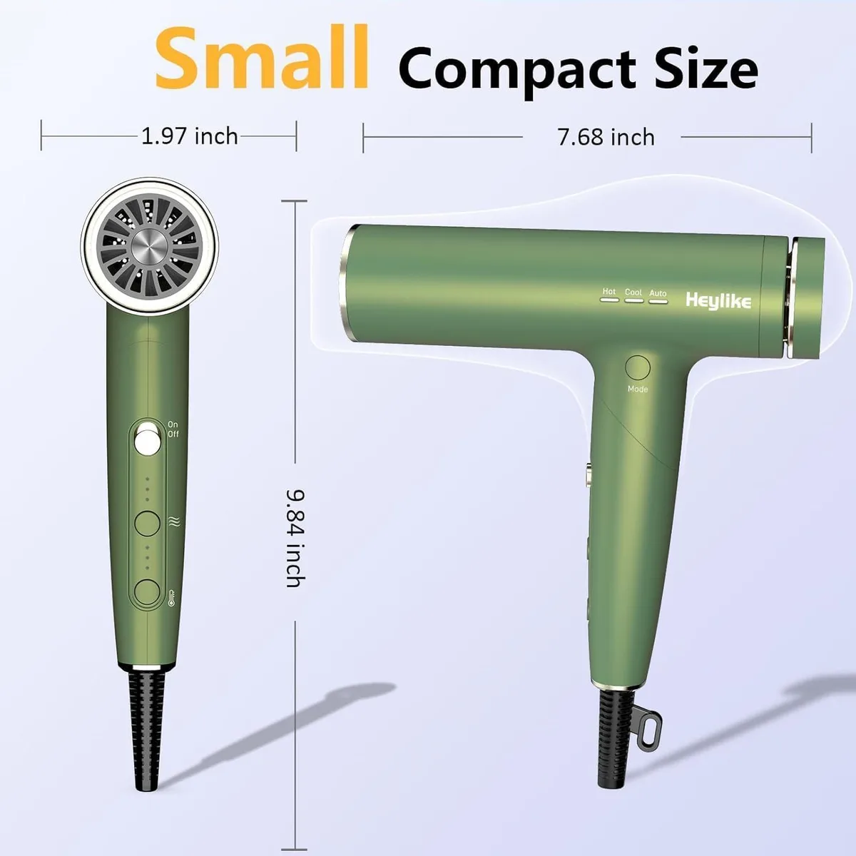 foldable ionic hair dryer dimensions 9.84 by 7.68 by 1.97 inches
