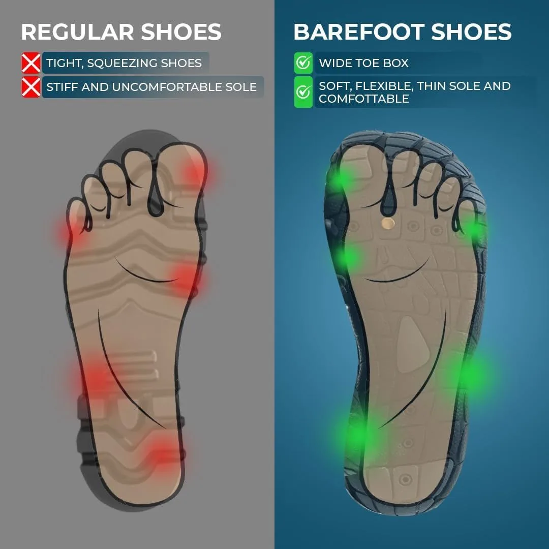 barefoot shoes wide toe box compared with a narrow regular shoe
