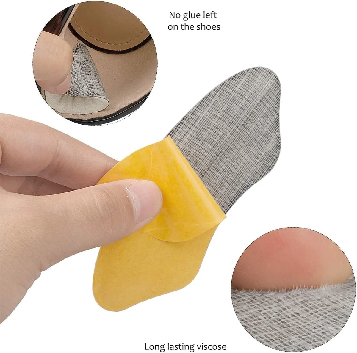 peeling the backing film off a self-adhesive heel grip
