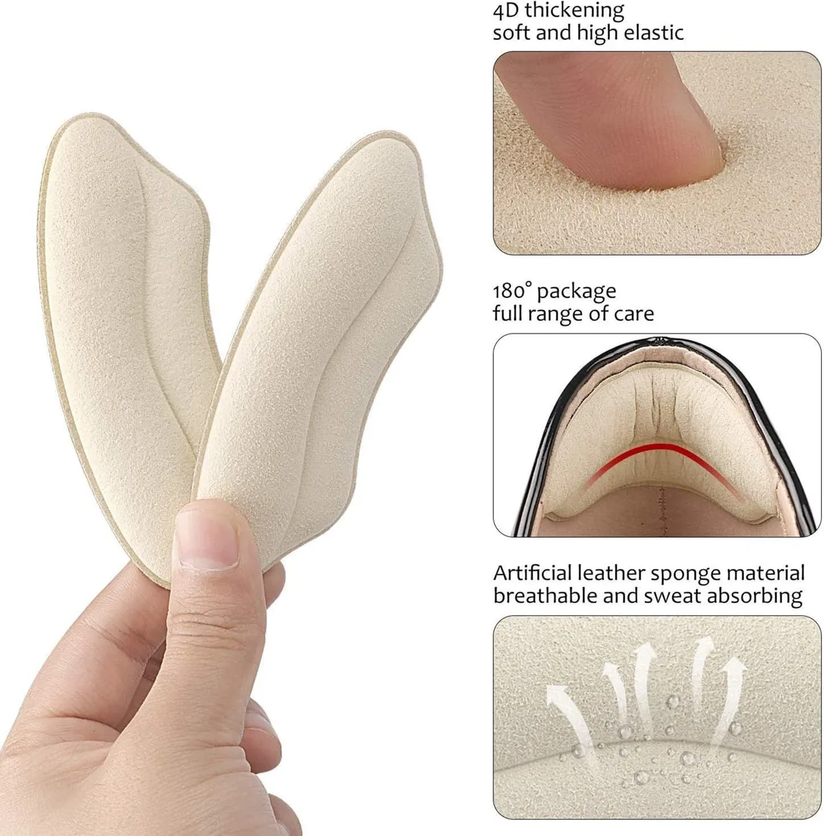 hand bending a soft beige heel grip liner
