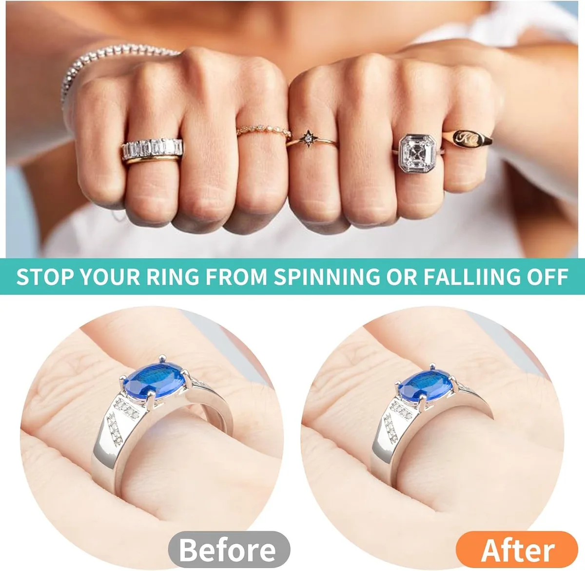 ring that no longer spins after fitting a ring size adjuster