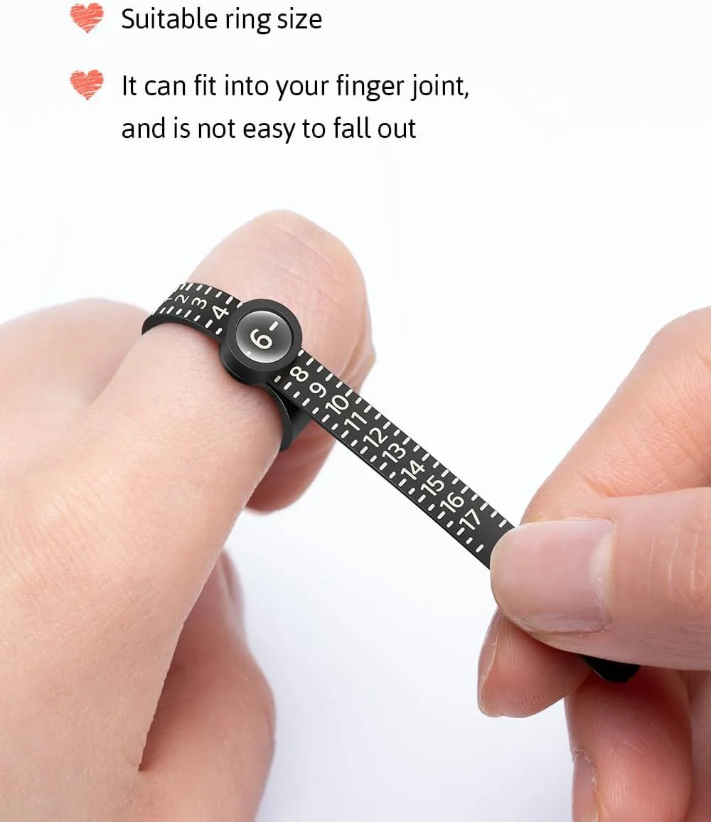 ring sizer tool with magnifier fitted around a finger