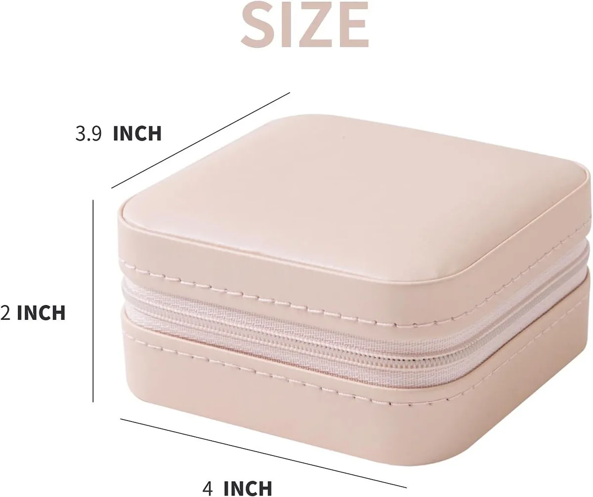 mini travel jewelry box size, 4 x 3.9 x 2 inches