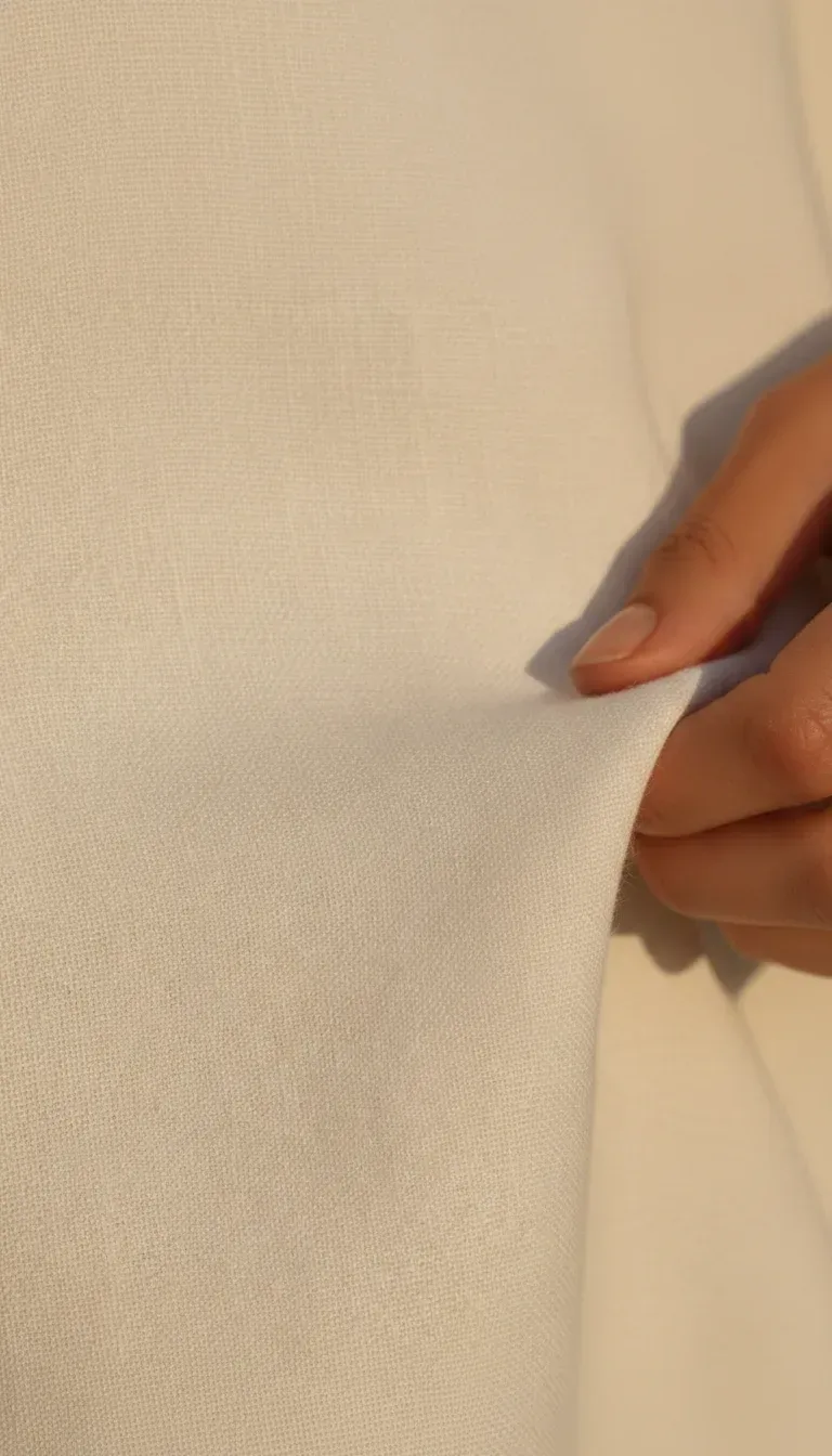 close up of the cotton stretch fabric used for the tall flare pants