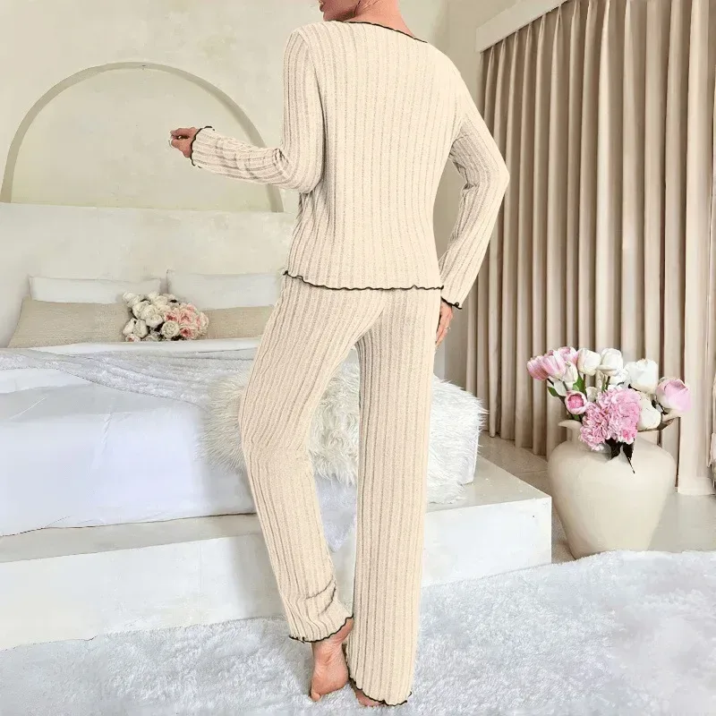 back view of the ribbed loungewear set