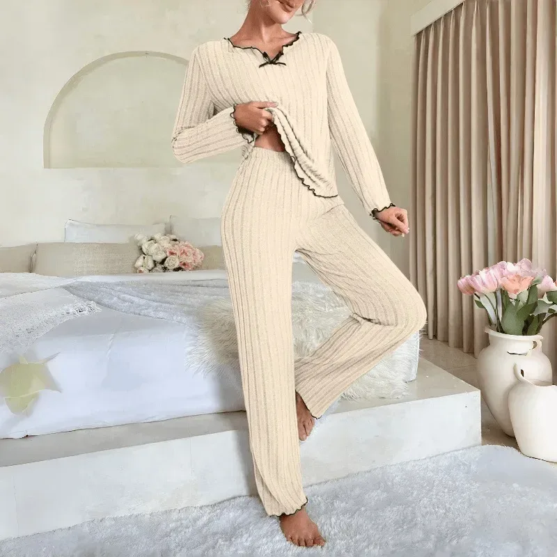 relaxed straight leg ribbed pants from the loungewear set