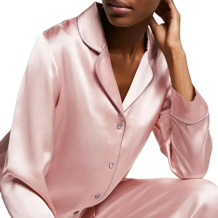 soft sheen of the blush pink satin fabric up close